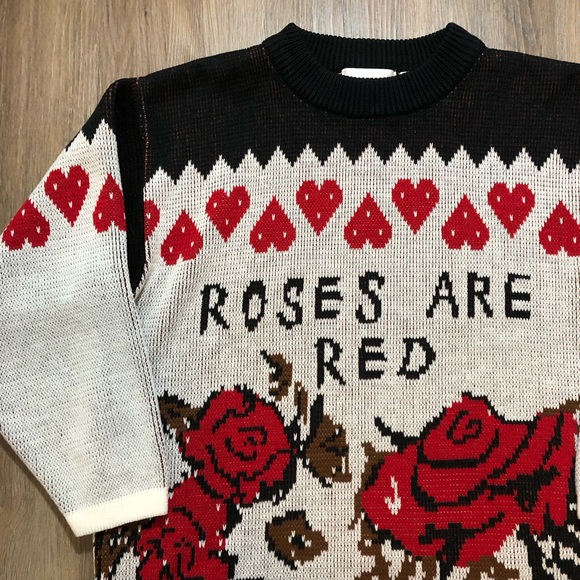 Vintage 80’s Knit Rose Sweater - Picture 3 of 17